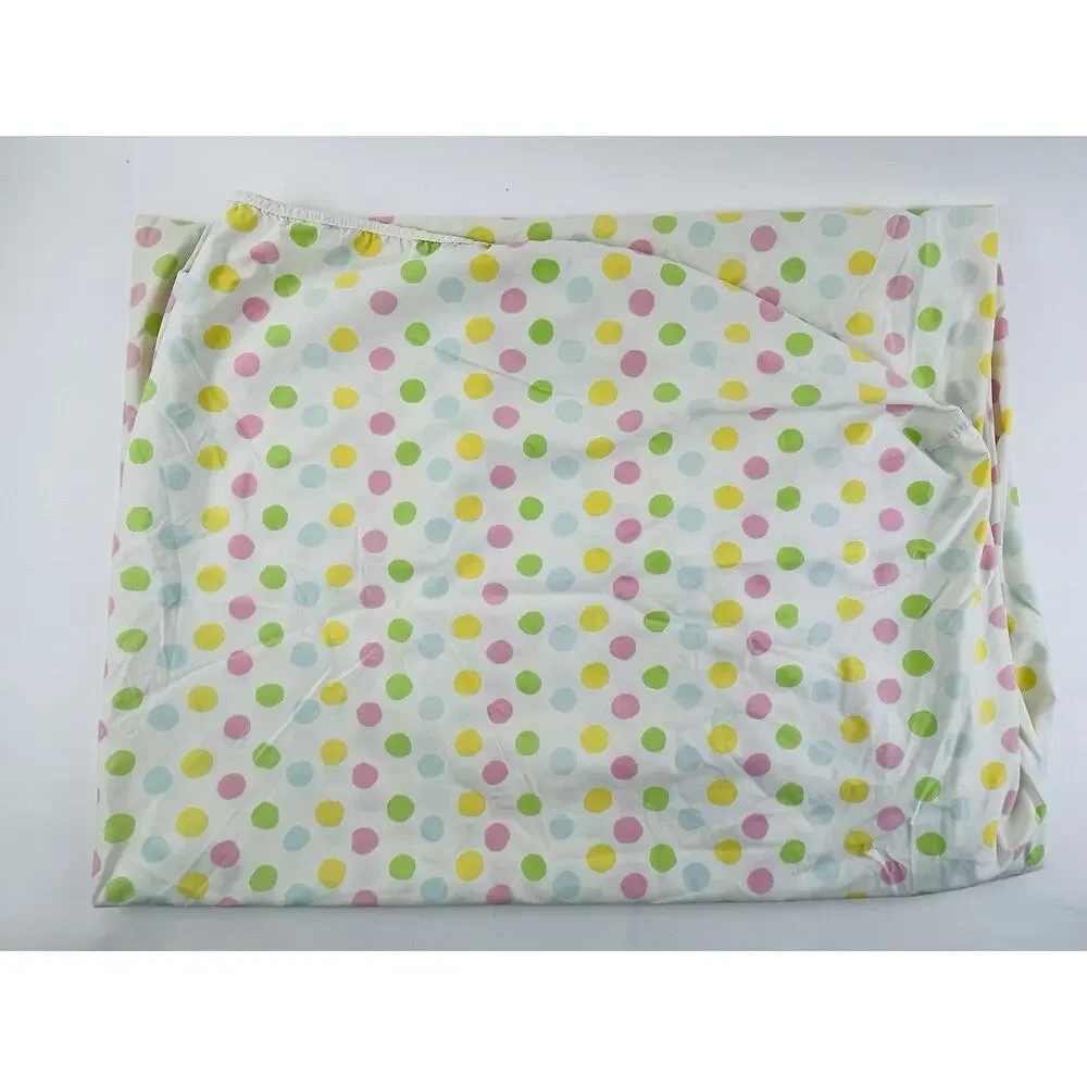 Vintage Pastel Colorful Polka Dot Fitted Flat Sheet Great Crafting Rainbow Pink